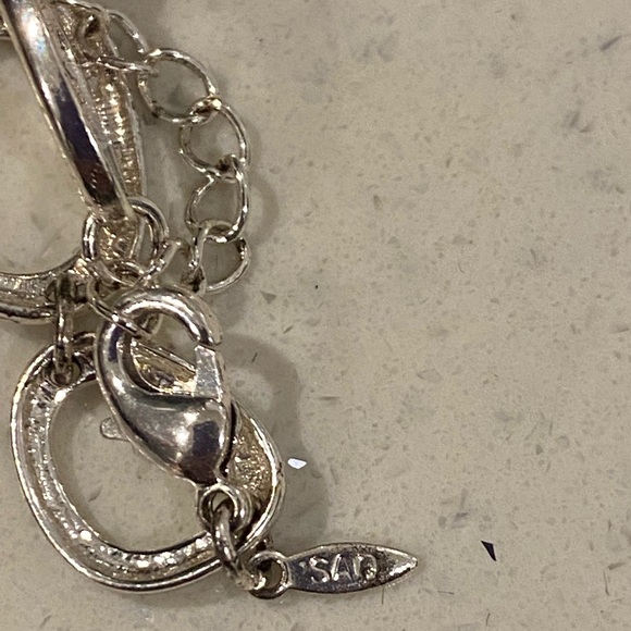 Elegant Silver Chain Bracelet & blue crystal stone earrings - Picture 7 of 7